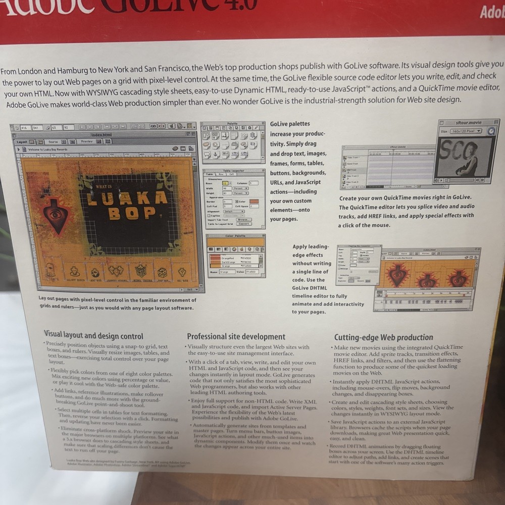 Adobe GoLive 4.0 Upgrade Macintosh Complete Boxed Software Manuals Serial