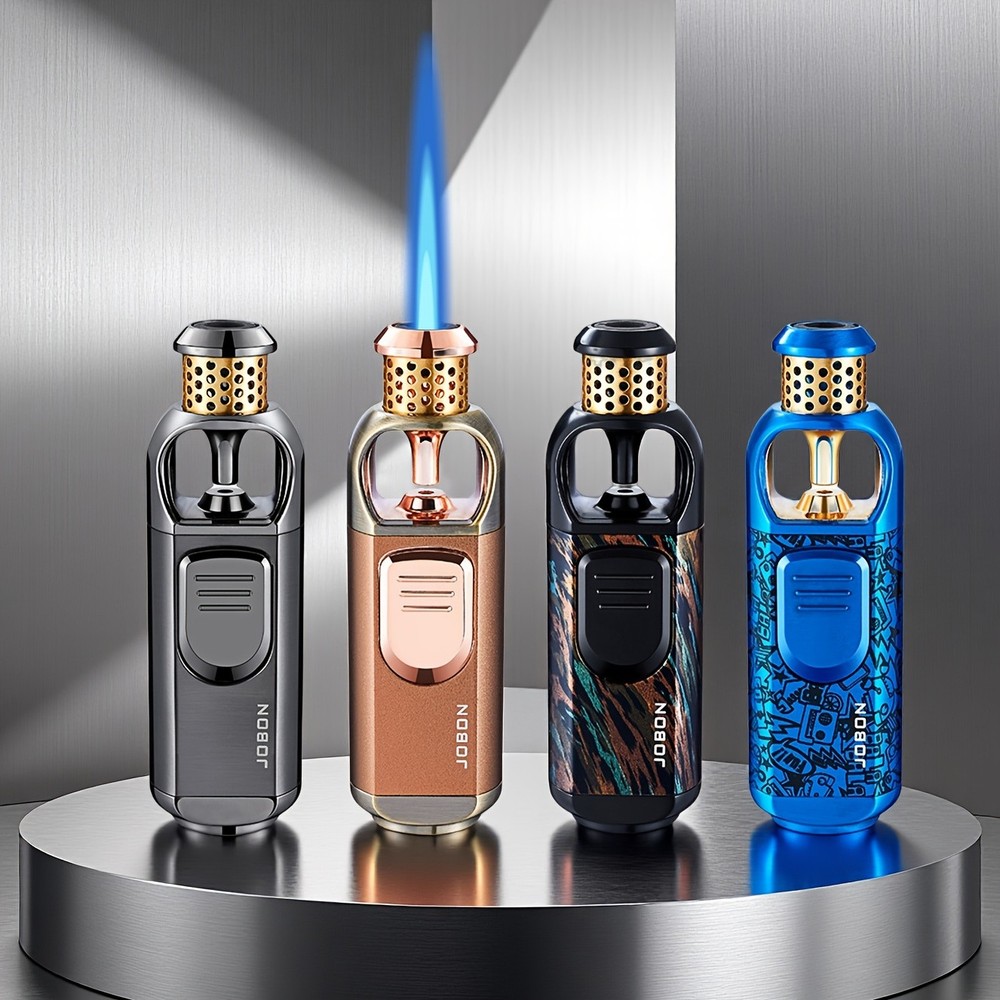 Metal Torch Lighter-Refillable Butane Jet Adjustable Blue Flame Lighter