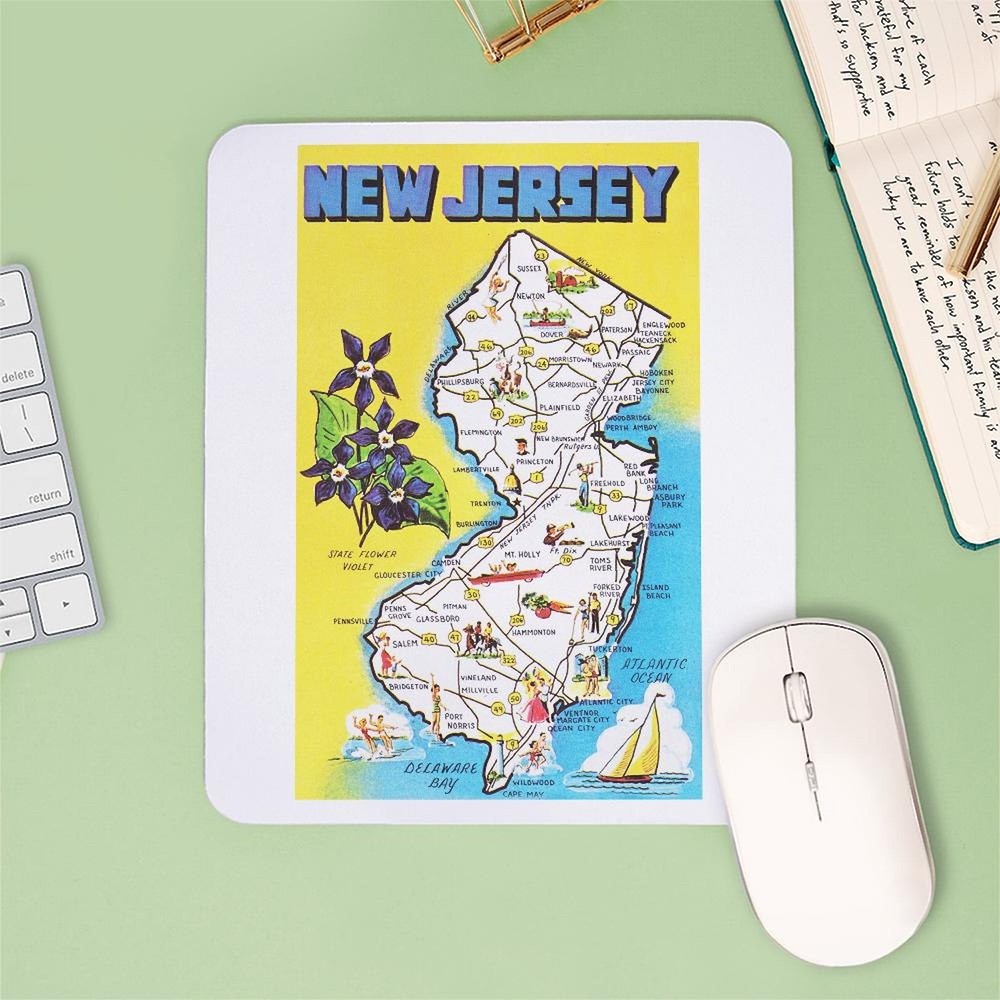 CafePress New Jersey Map Greetings Mousepad (710656996)