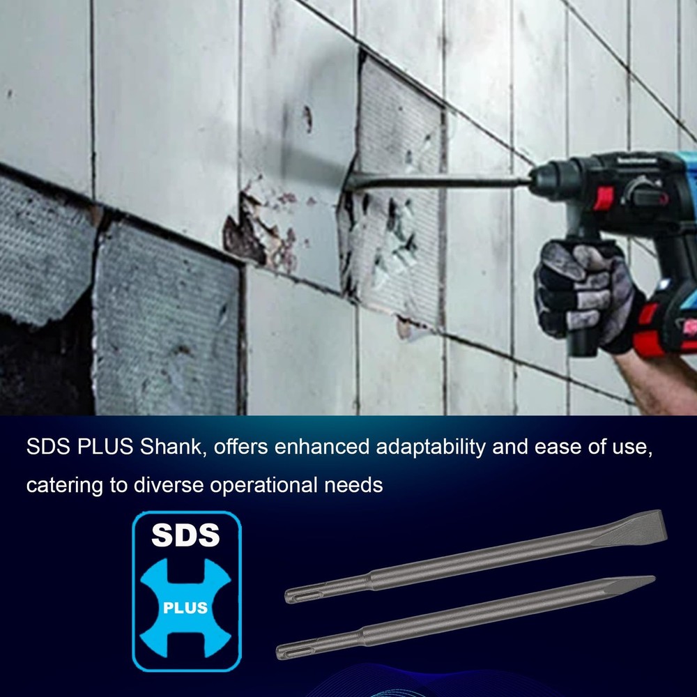 24-Inch SDS Plus Set, 3/4 Inch Flat Chisel and Point Chisel, Ideal for Concre...