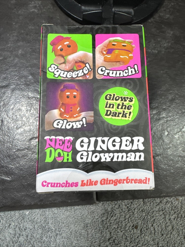 NeeDoh Squishmas Ginger Glowman Gingerbread Man Squeeze Toy Crunches GITD