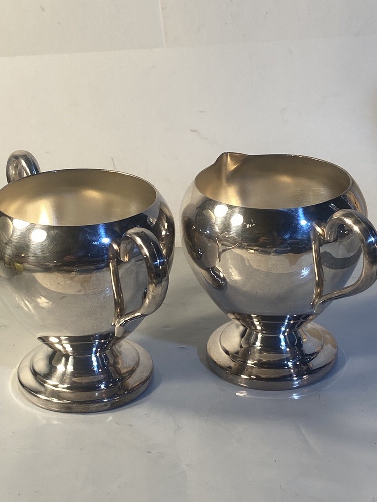 Blackington Creamer & Sugar Fine Silver Plate MCM