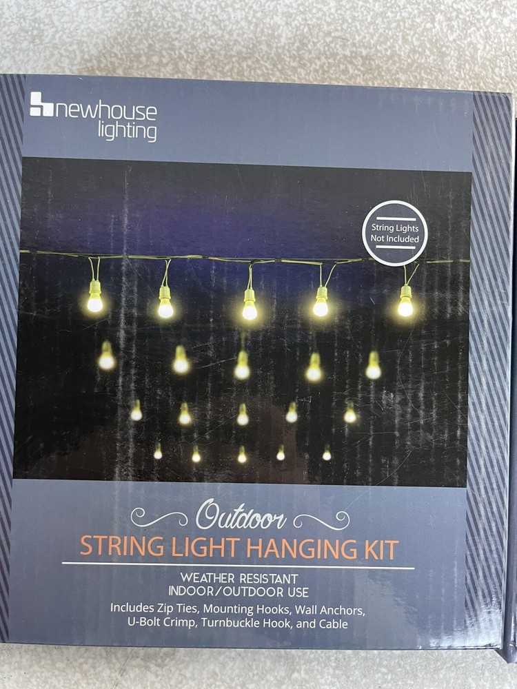 Newhouse Lighting 48 ft String Light Hanging, Mounting Kit, Wire, Mounting Hooks