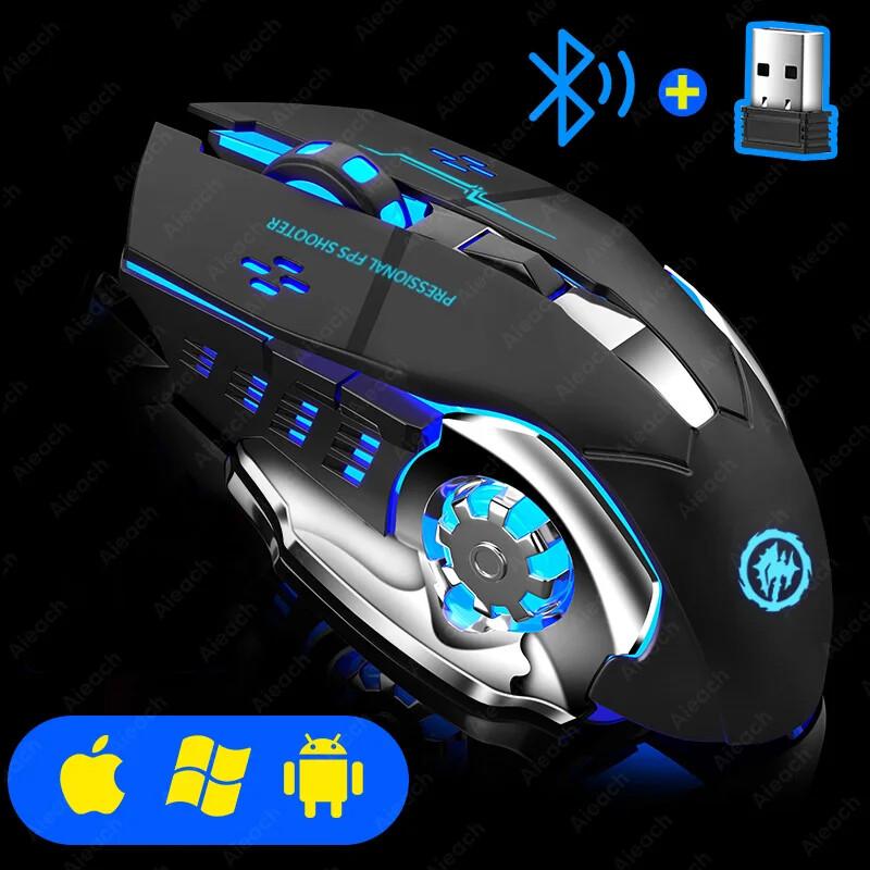 Rechargeable Wireless Mouse Gaming Computer Silent Bluetooth Mouse Backlight New