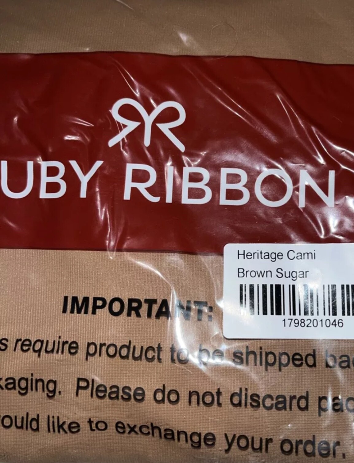 Ruby Ribbon new Heritage Cami #1867