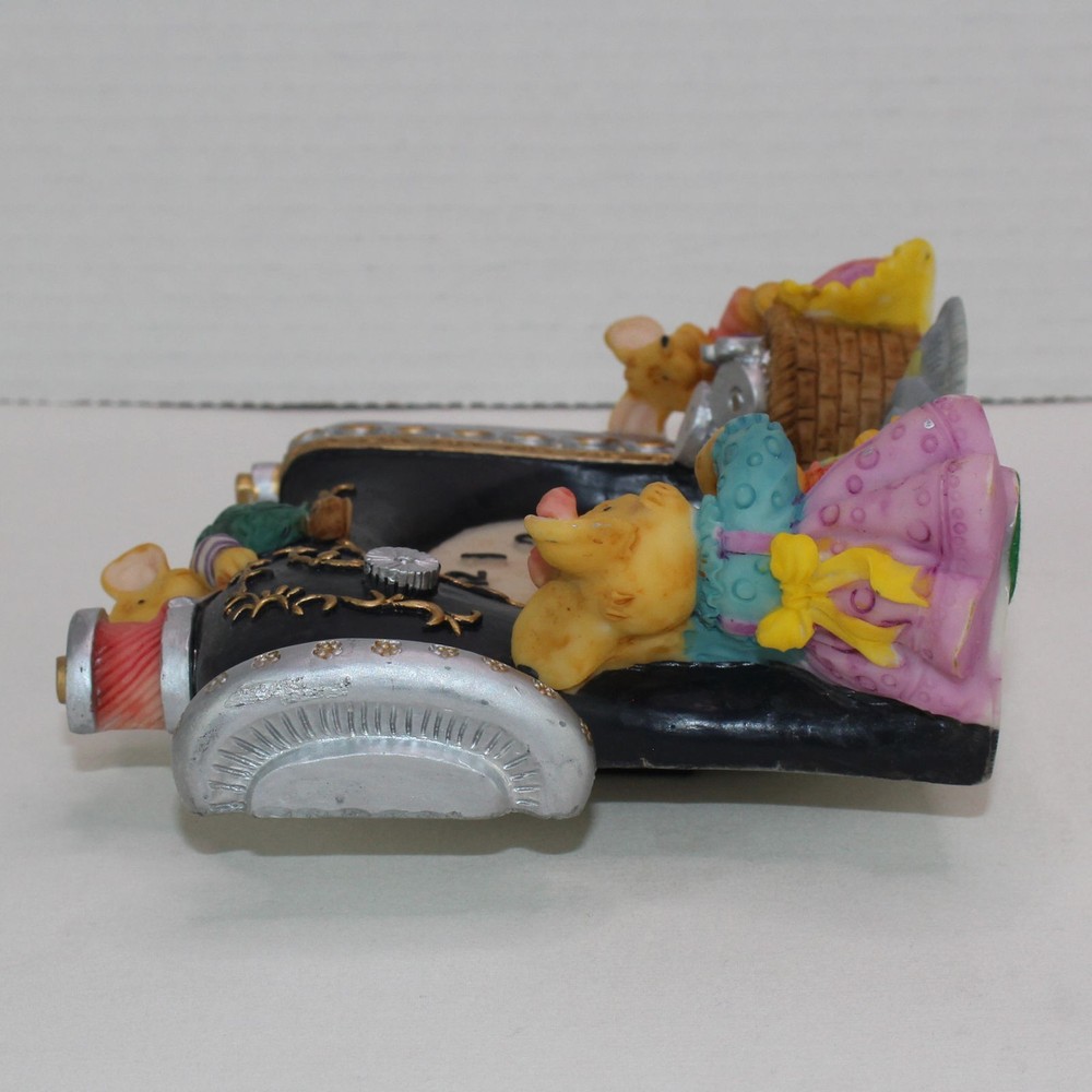 Sewing Machine Clock with Mice Ceramic Free Standing