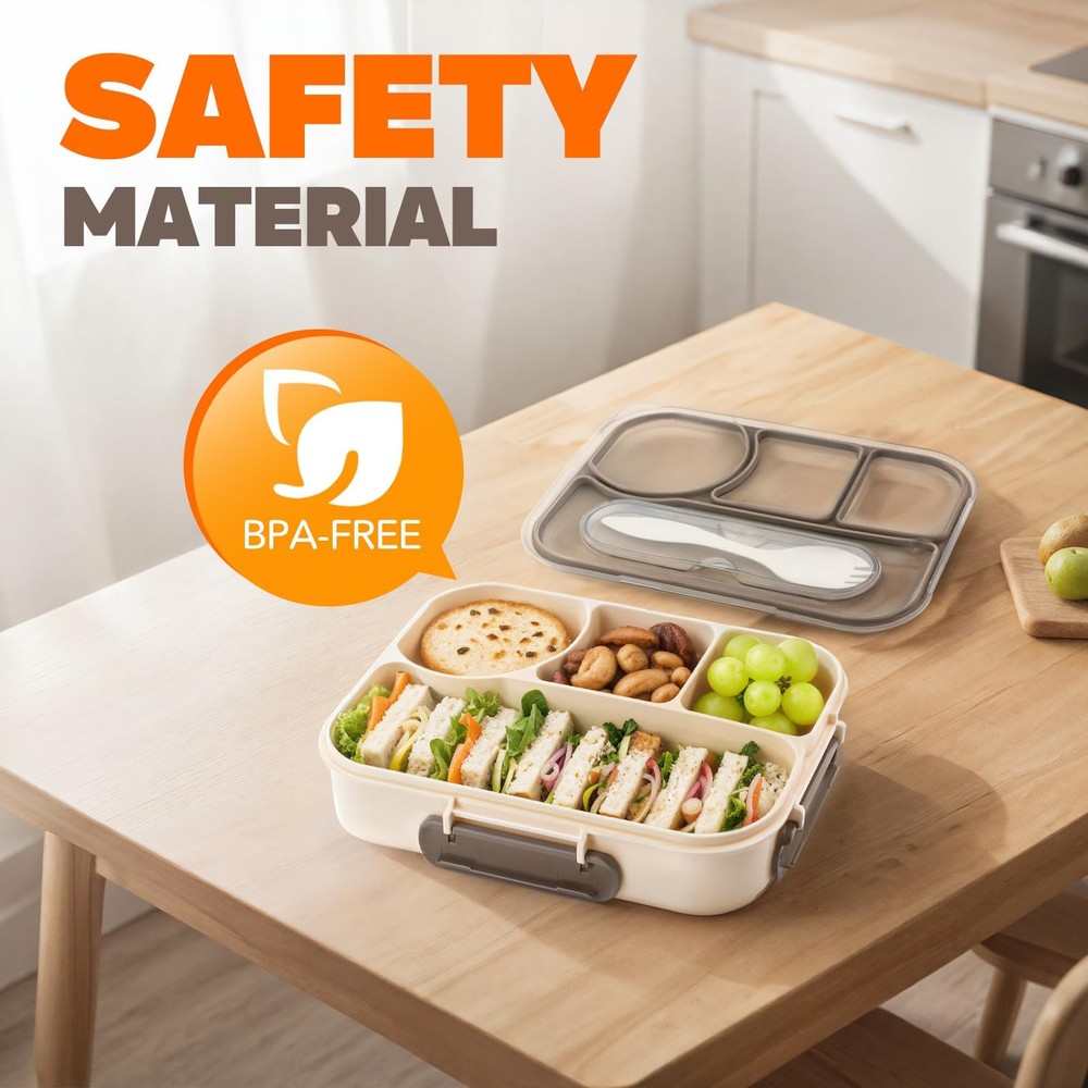 Compartment Bento Lunch Box for Adults - Drop & Leak-Proof - 4