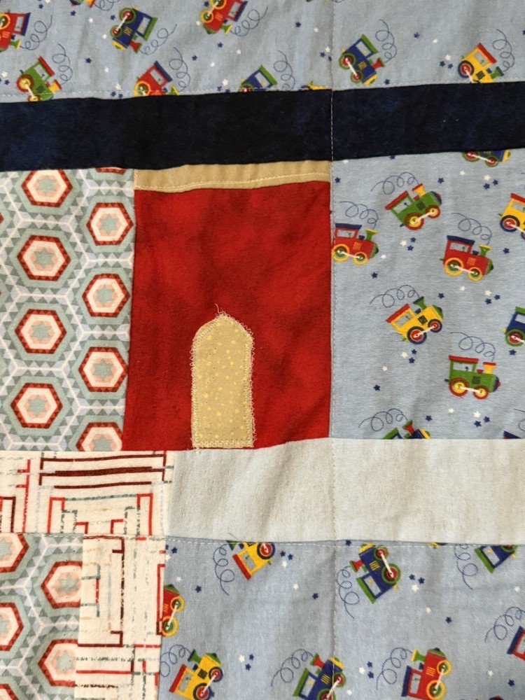 Patchwork Quilt Throw Blanket Handmade Signed Reversible Farmstead 53”x52”