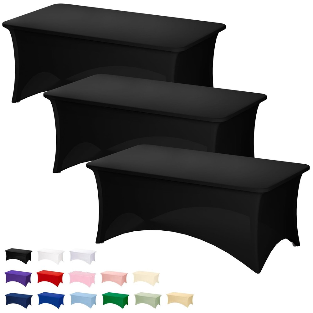 3 Pack Black Table Cloth for 6FT Rectangle Tables, Rectangular Tablecloths St...