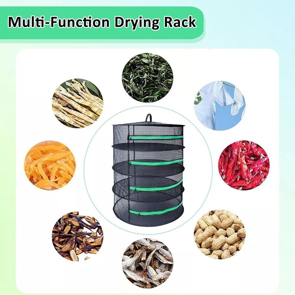 6 Layer Herb Drying Rack 3ft Diameter Plant Hanging Mesh Dry Net