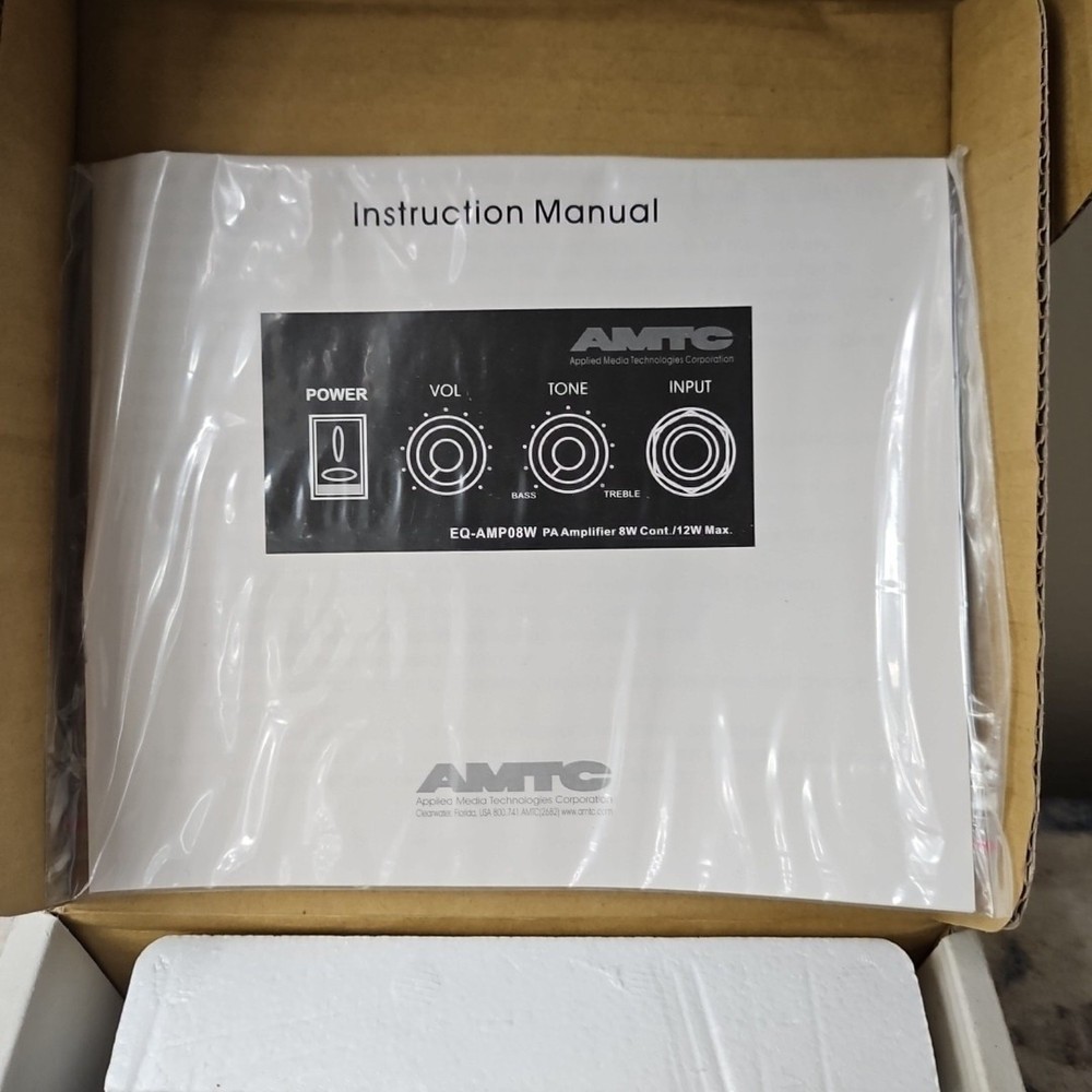 AMTC Model EQ-AMP08W PA Amplifier Equalizer Cont 12W Max