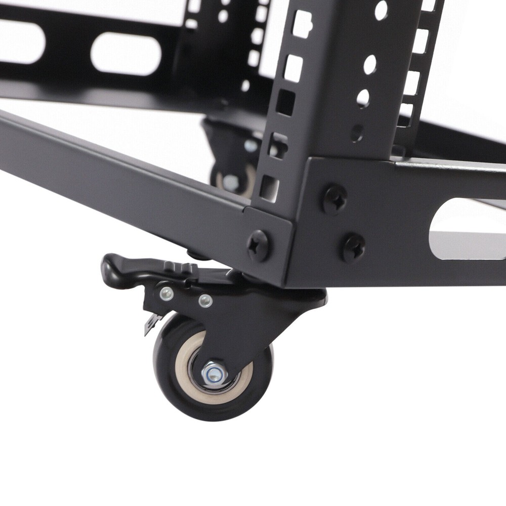 18U 4 Post Open Frame 18.5" Network Server Rack on Caters Adjustable Partition