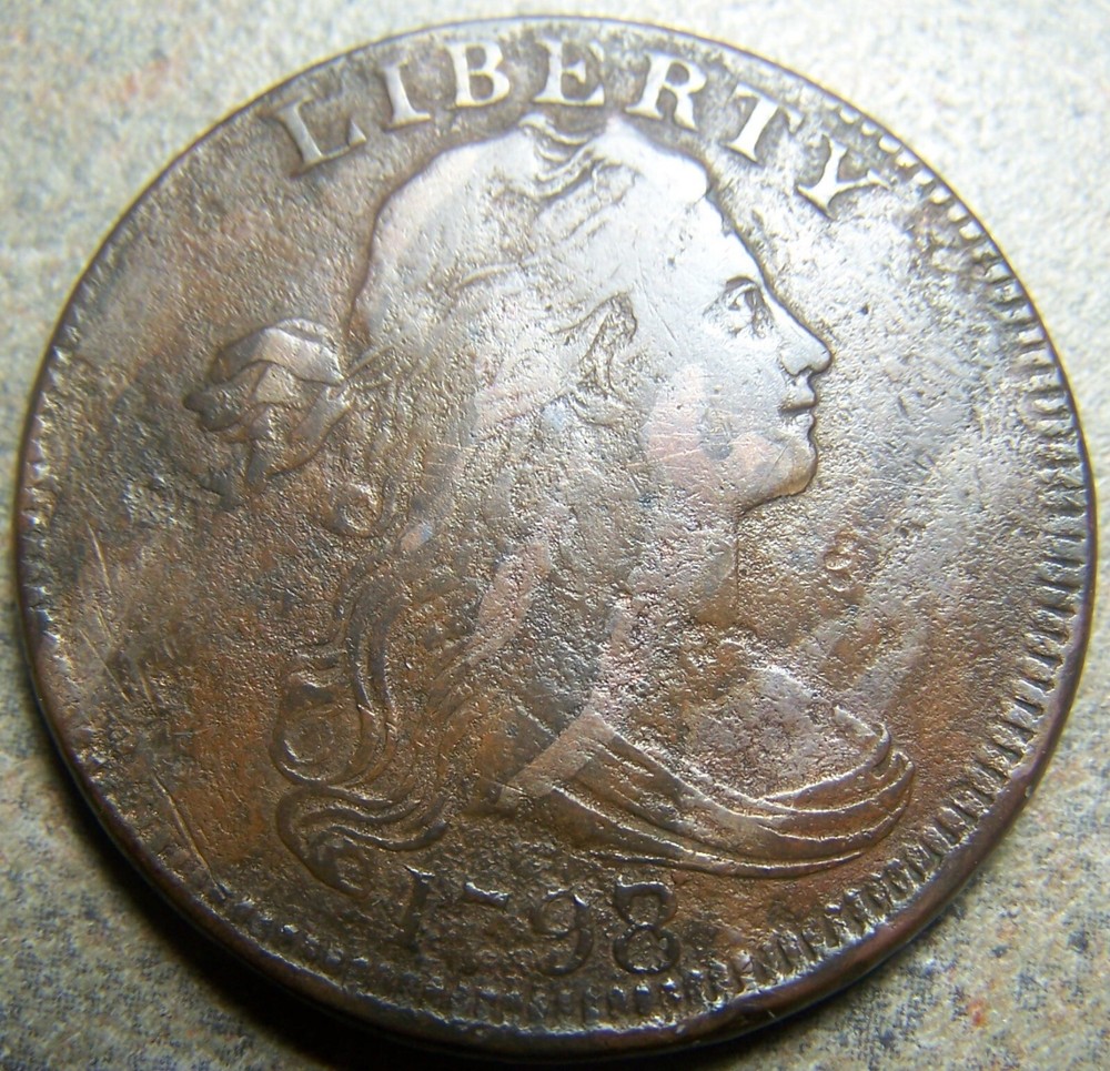 1798 -- Over Date 8 Over 7 -- Draped Bust Large Cent -- Early Rare Copper Error