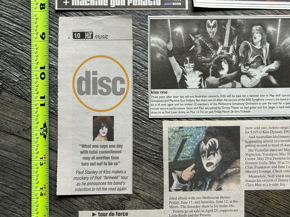 KISS Concert Ad Clipping Rod Laver Australia Tour May 13 2004 Lot Vintage Kiss