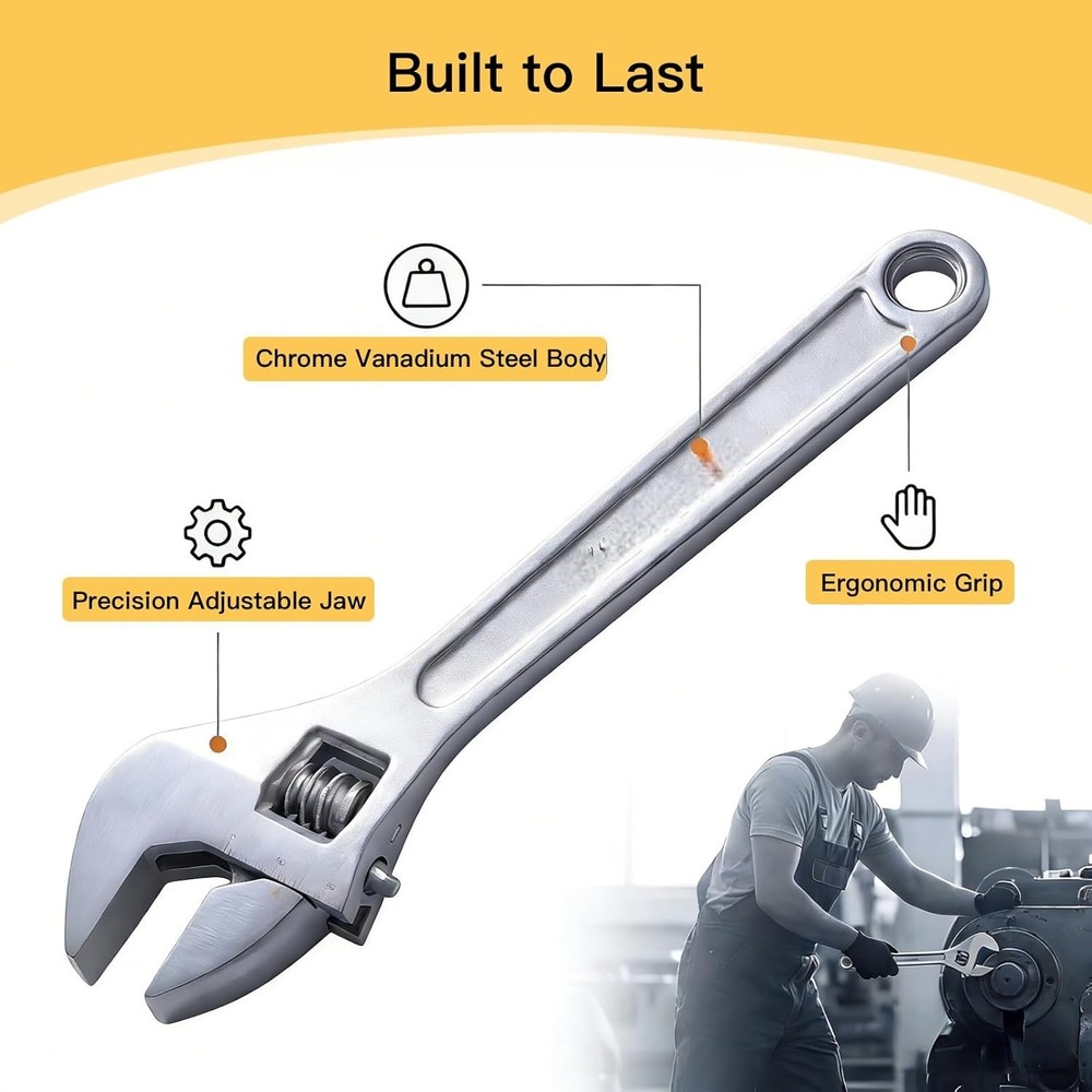 8Inch Adjustable Wrench, High Strength Titanium Steel Adjustable Spanner, Versat