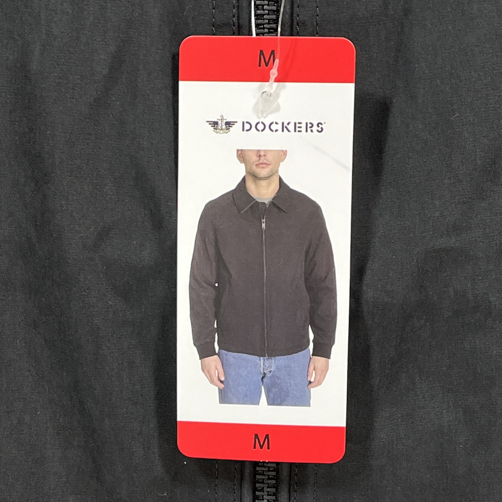 Dockers Bomber Jacket, Black, Men's Medium, Rib Knit Cuffs, Laydown Collar, NEW