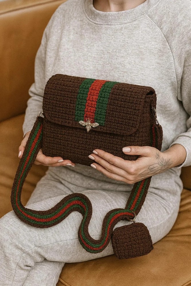 Crochet Crossbody Bag Pattern, Striped Design (PDF Pattern)