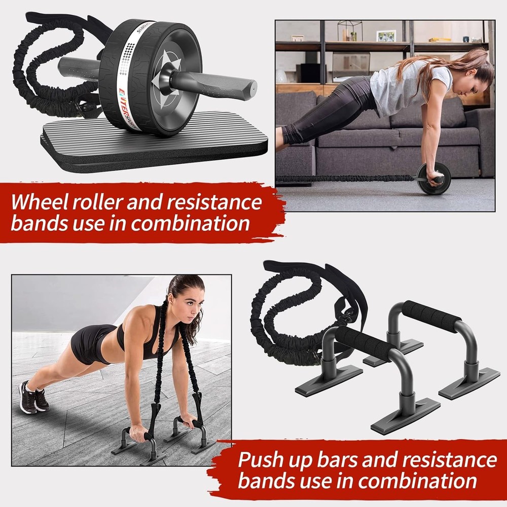 Ab Rollers Wheel Kit, Exercise Wheel Core Strength Training Abdominal Roller Set