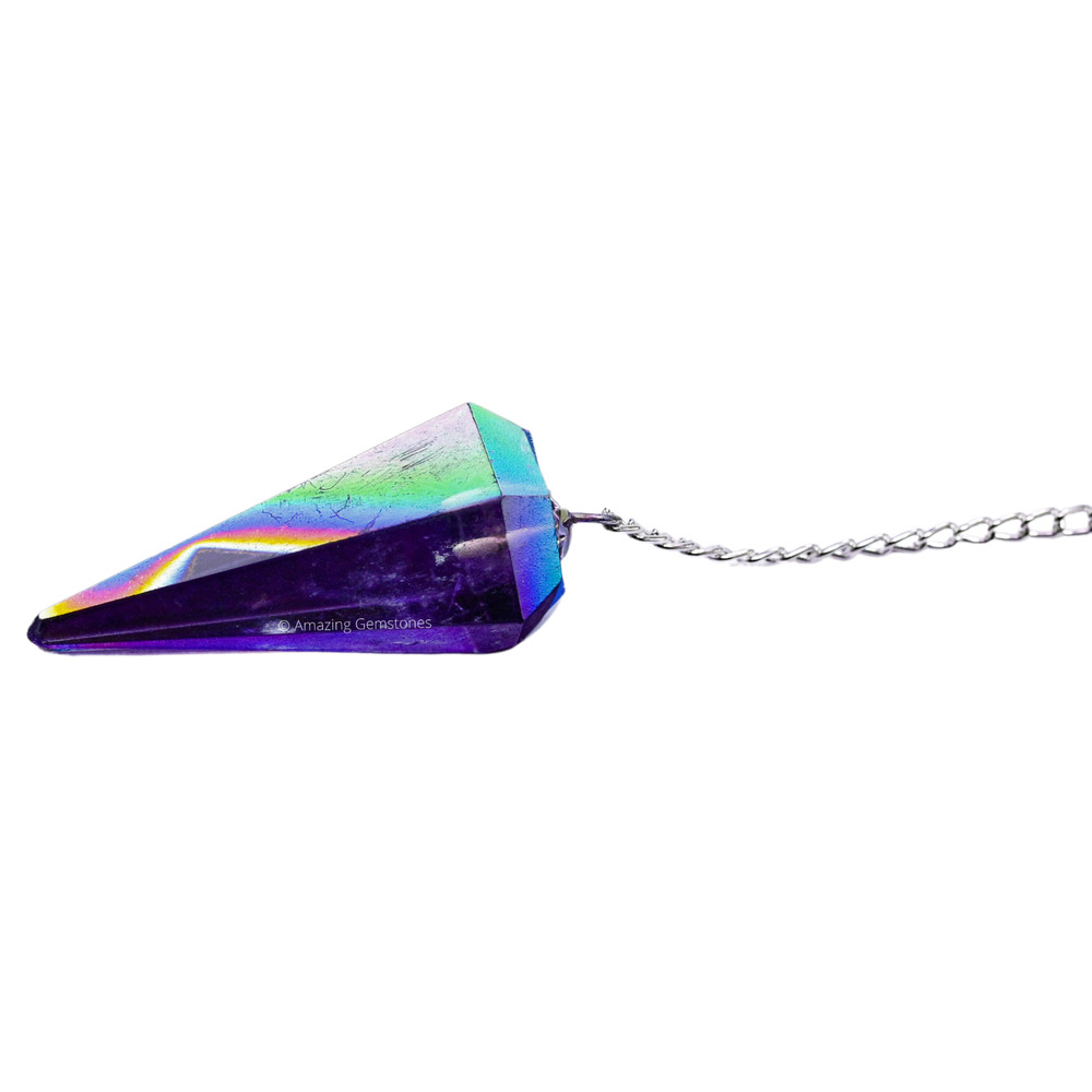 Amethyst Aura Quartz Dowsing Crystal Pendulum