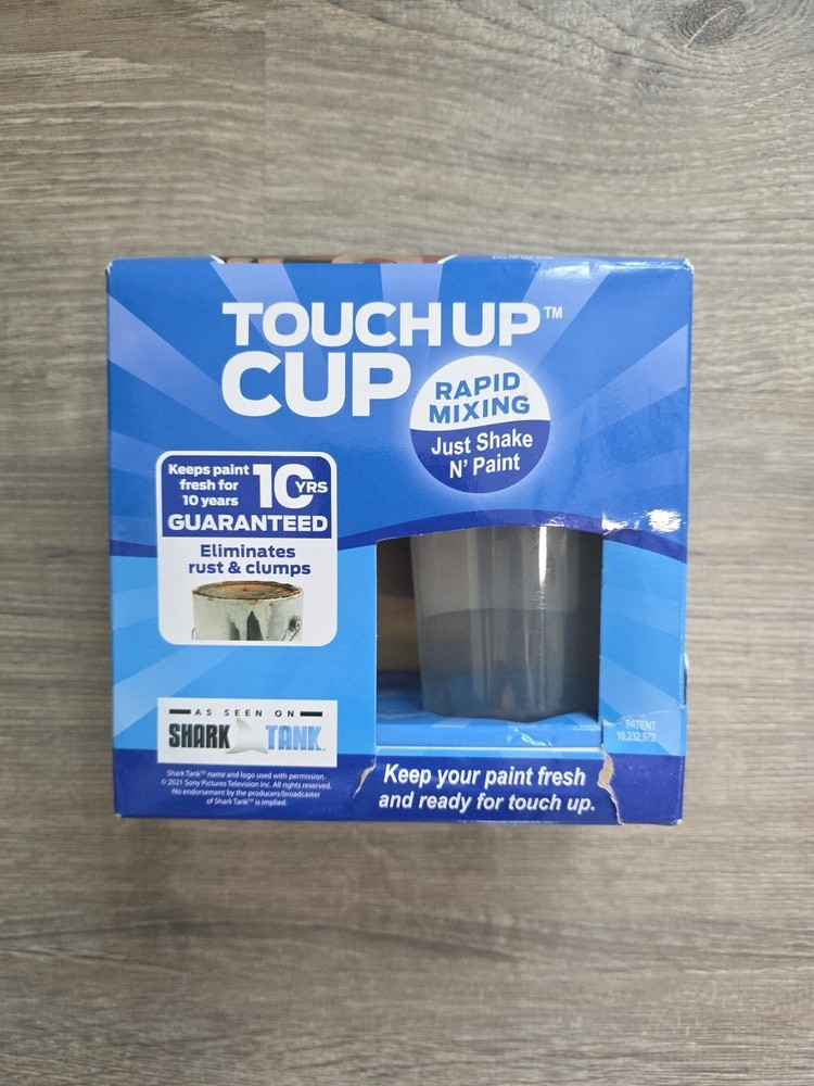 Touch Up Cup Two Pack Paint Storage Solution Recycled Plastic Blue Lid Sticker