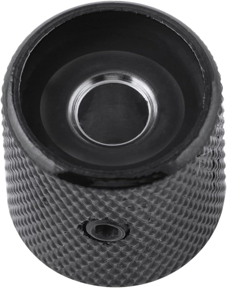 Metal Guitar Knobs Flat Top Control Knobs with Black Knurled Barrels 6mm Split S