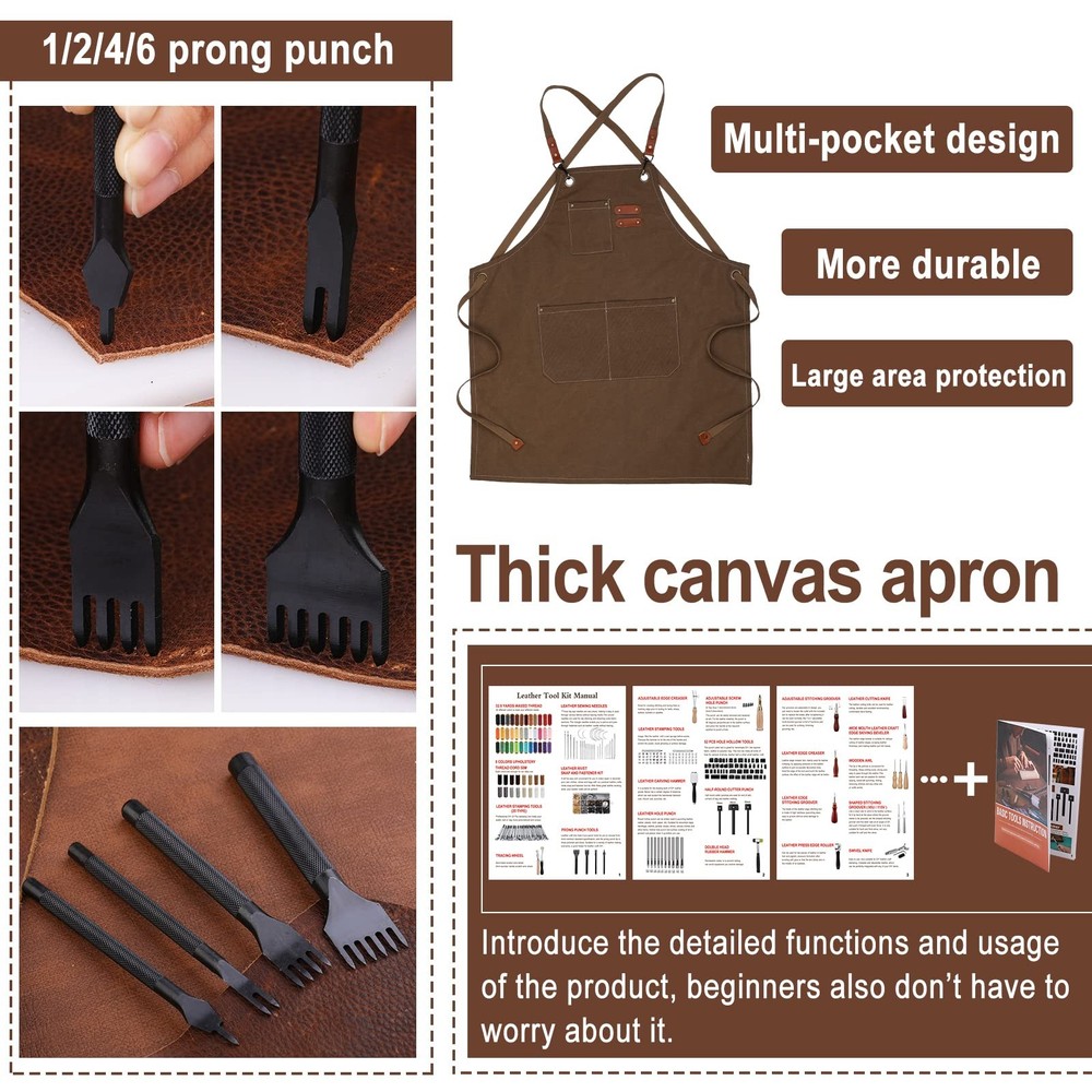 628Pcs Leather Working Tooling Set for Beginners, Starter 628 Pcs,