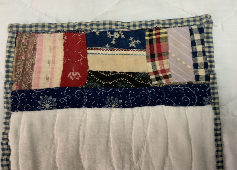 Vintage Antique Quilt Table Topper, Small, Patchwork Quilt Pieces, Rectangle
