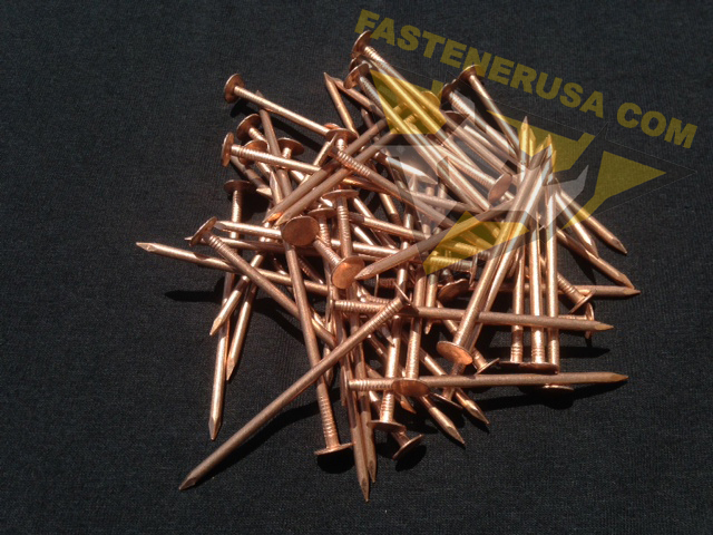 3" SMOOTH Plain Shank Solid Copper Roofing Nails 10 gauge (50 pcs)