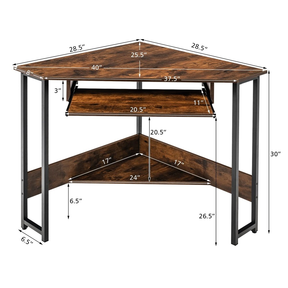 MEDIMALL Triangle Computer Desk, Small Corner Writing Table with Power Outlet...