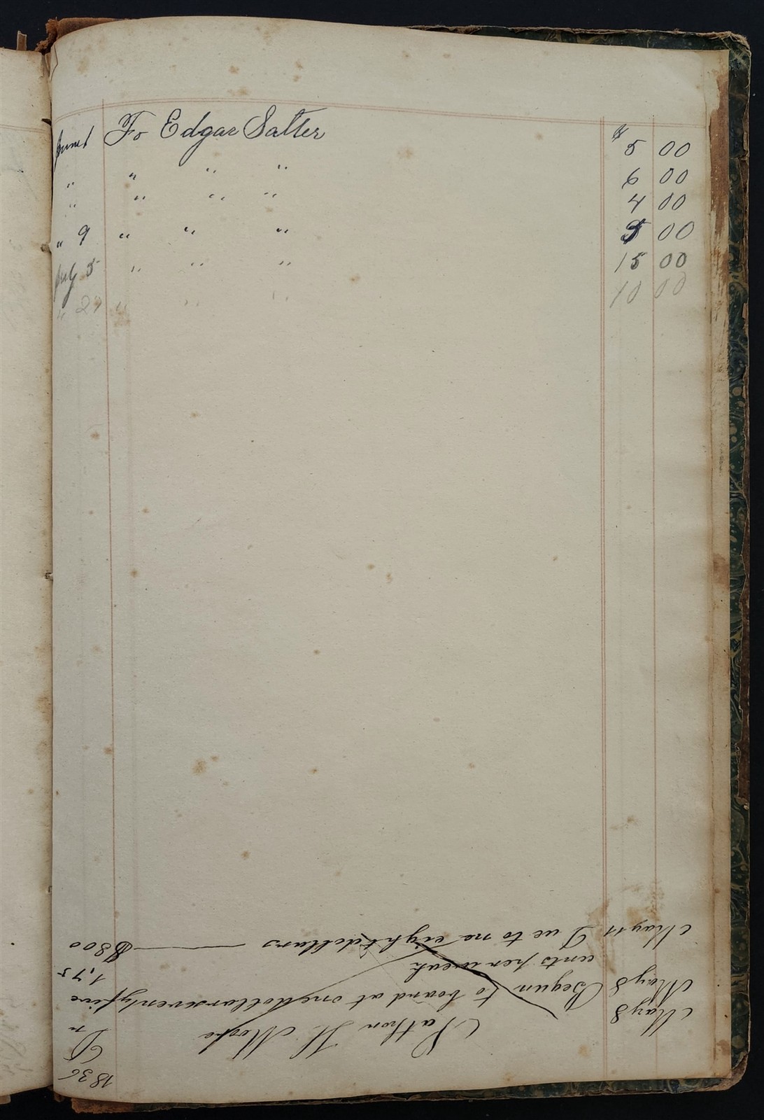 1835-60s antique LEDGER farmingham ma PETER DAVIS farm work horse wagon sider