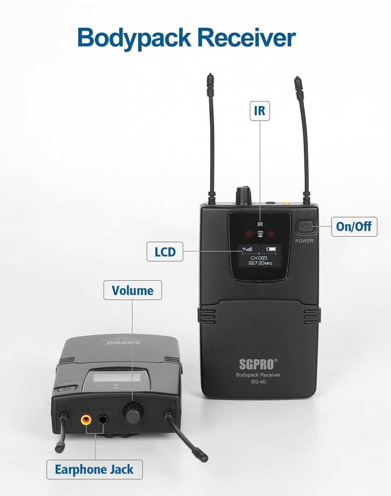 Wireless IEM System - Metal Transmitter, Expendable Bodypack Receiver with Earph