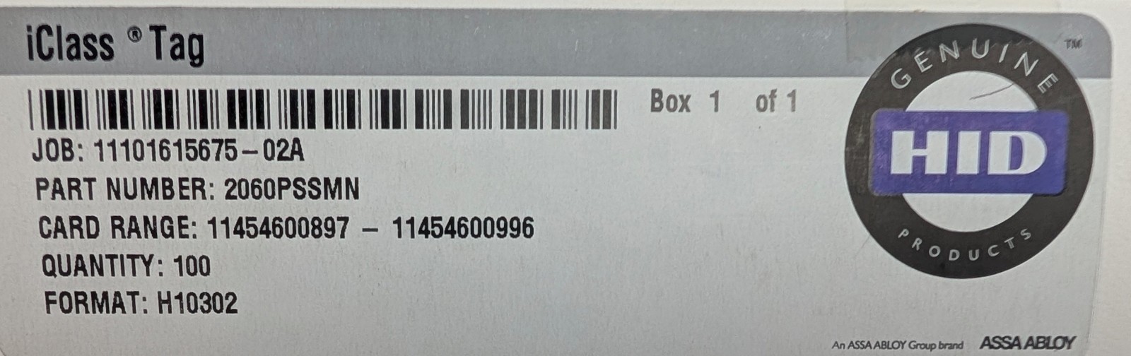 Programmable - HID 2060PSSMN iCLASS Key Tag Sticker - 2k Bits (256 Bytes)