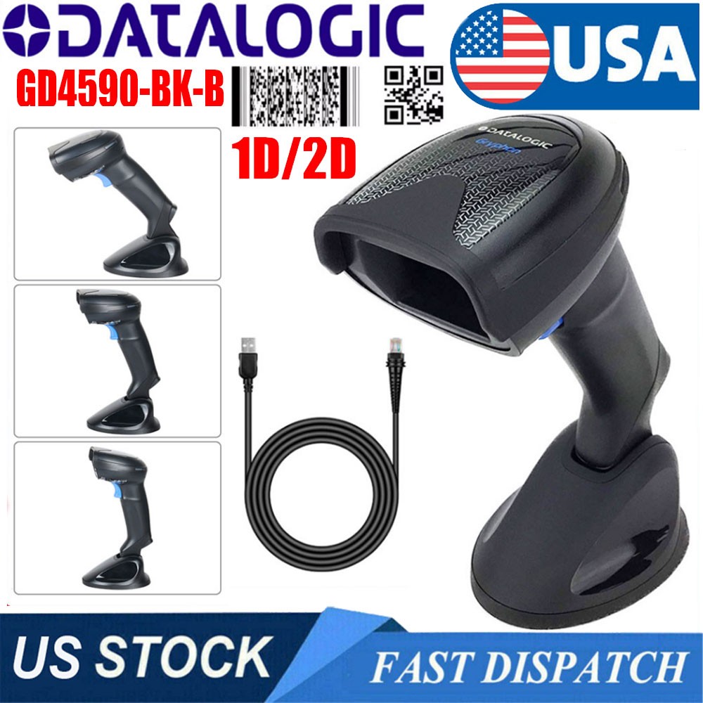 Datalogic Gryphon GD4590-BK-B Handheld 1D 2D USB Barcode Scanner Reader W/ Base