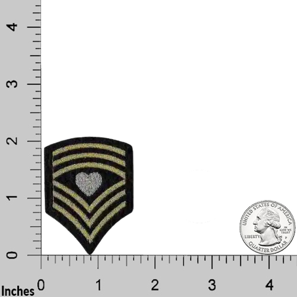 Sergeant Heart Chevron (3-Pack) Patch - BLACK