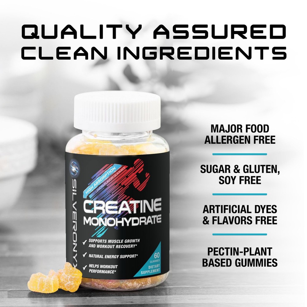 Creatine Monohydrate Gummies 2000mg - Best Micronized, Sugar Free Creatine Ch...