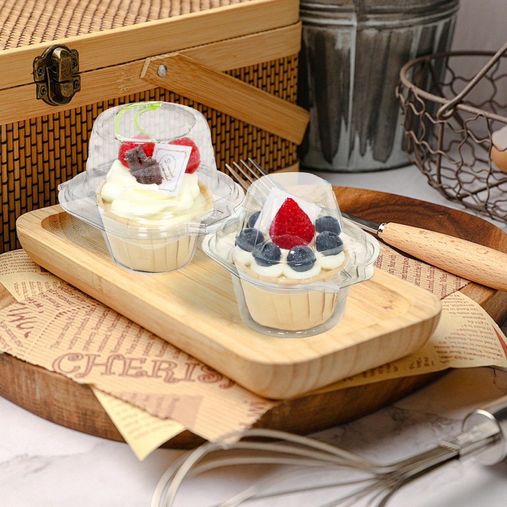 25 Pack Individual Cupcake Containers, Plastic Cupcake Boxes with Lids, Stack...