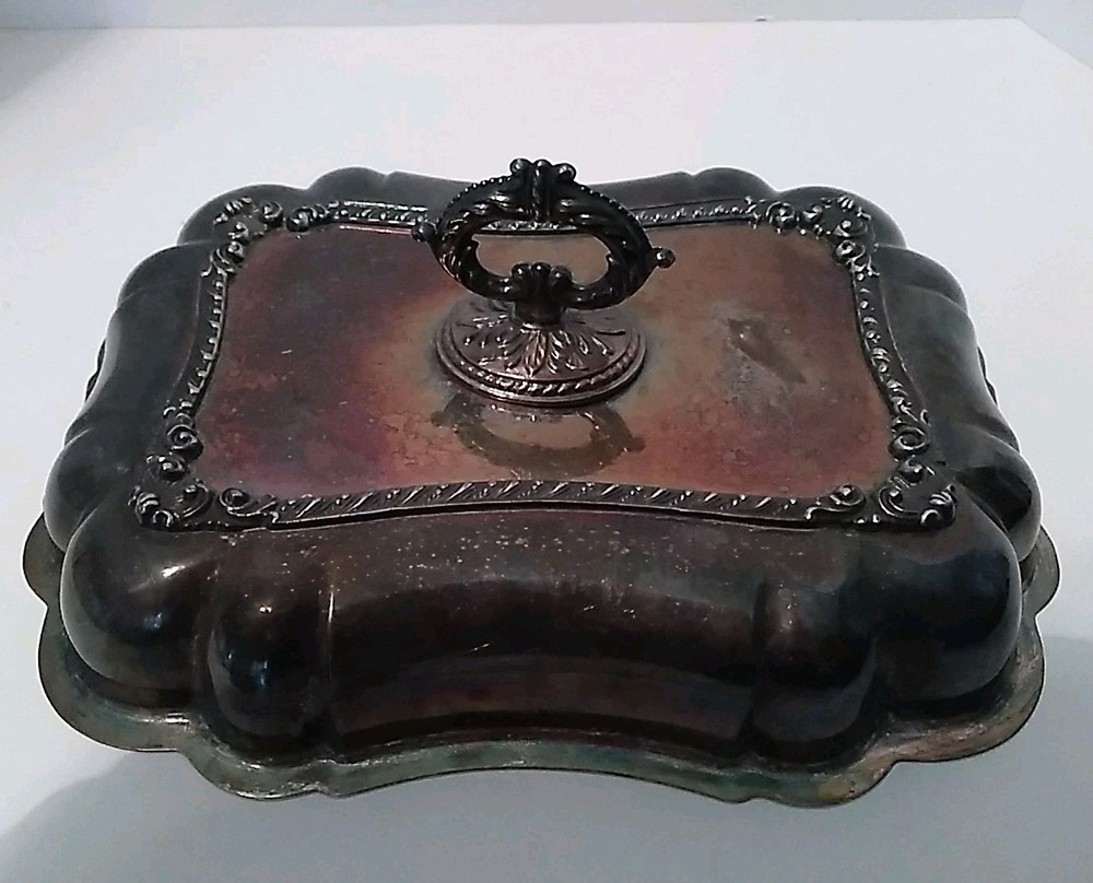 Vintage Regency Style Silver Plated Covered Vegetable Dish Serving Platter
