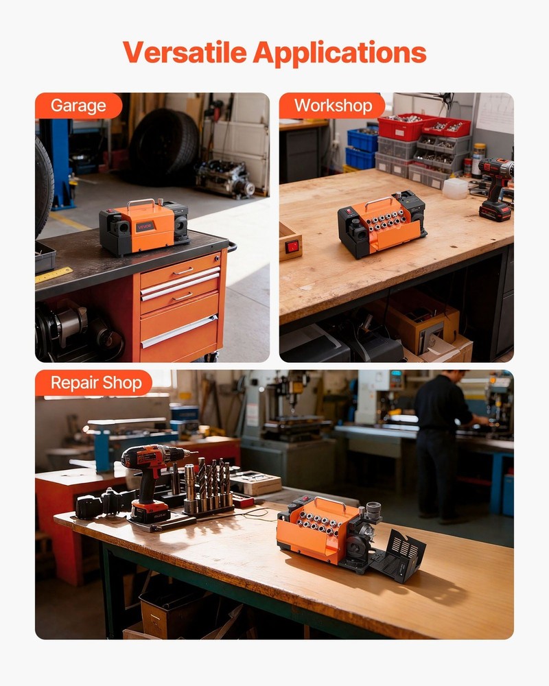 VEVOR Drill Bits Sharpener MR-13A+, 3-15mm Drill Bit Grinder Sharpener with 95°-