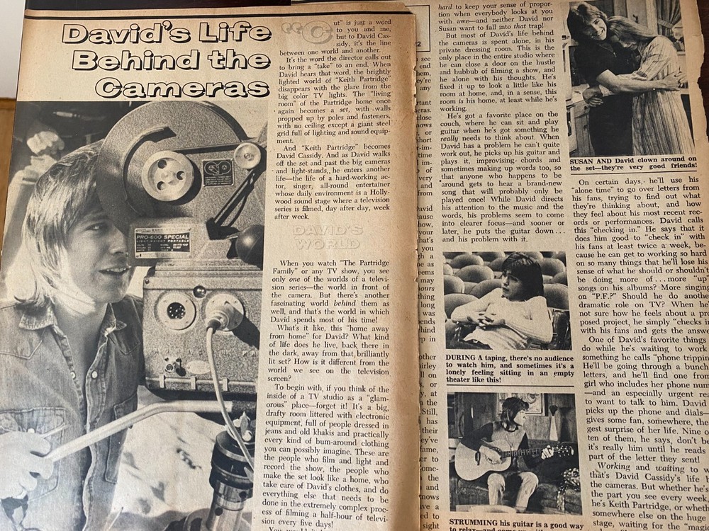 David Cassidy, Two Page Vintage Clipping, aa