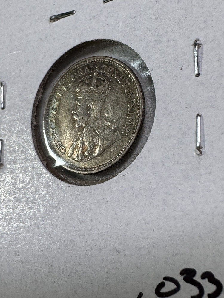 1912 Canada 5 Cents Small Silver Coin Cleaned