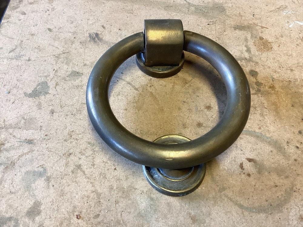 RECLAIMED HEAVY SOLID BRASS DOOR KNOCKER AND STRIKE PLATE