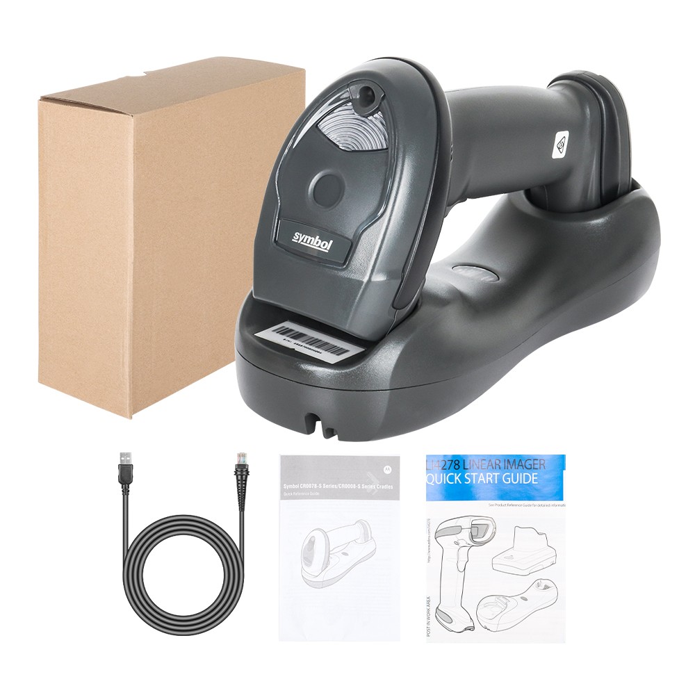 Symbol LI4278-SR20007WR Bluetooth 1D Handheld Barcode Scanner+USB Cable & Cradle