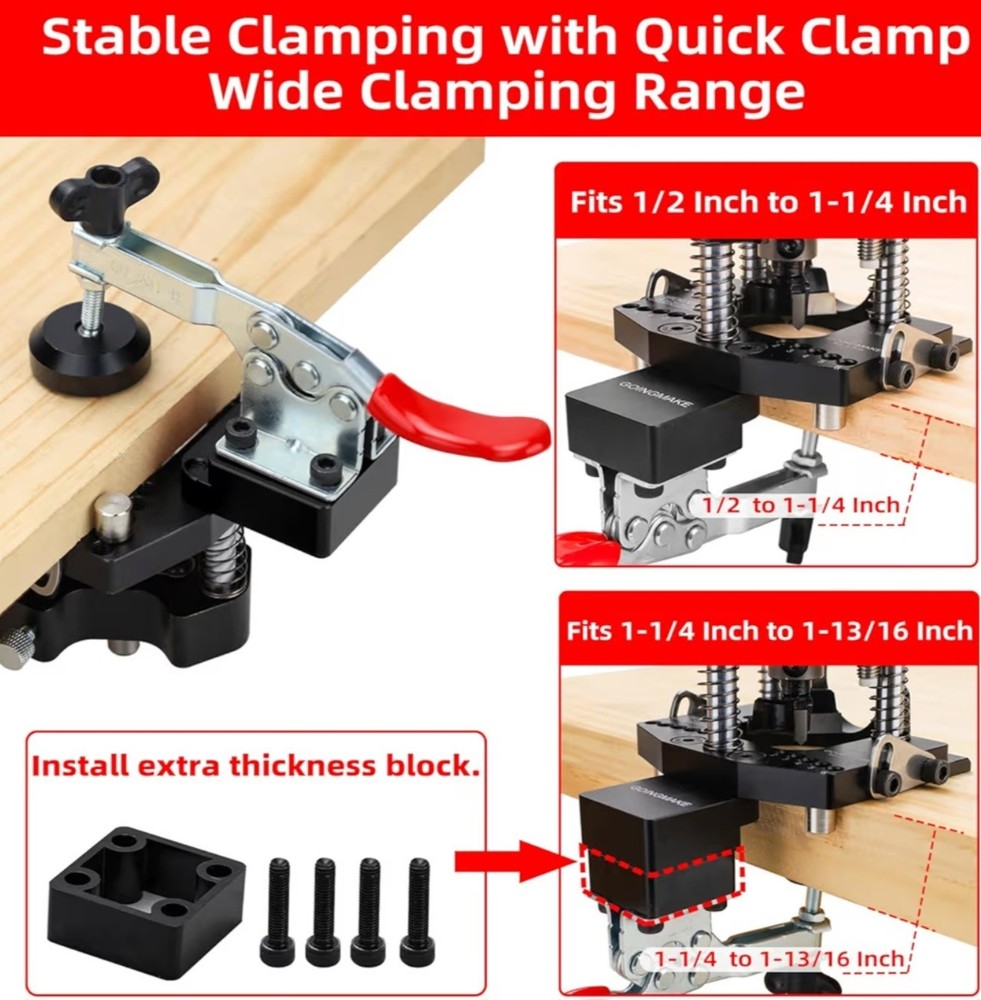3-Axis Concealed Hinge Jig Ultra with Extra Hinge Screw Hole Guide and Quick Cla