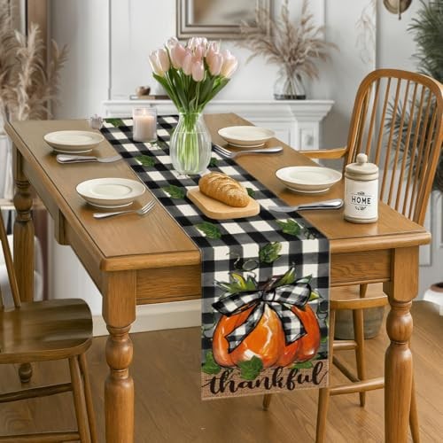 Thanksgiving Pumpkin Table Runner – 13 x 72 13" x 72", Table Runner Orange