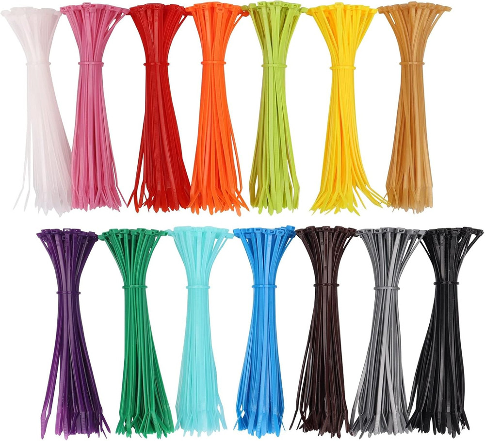 700 Pcs Mixed Colored Zip Ties, 4 Inch Multicolor Self-Locking Nylon Cable Ti...