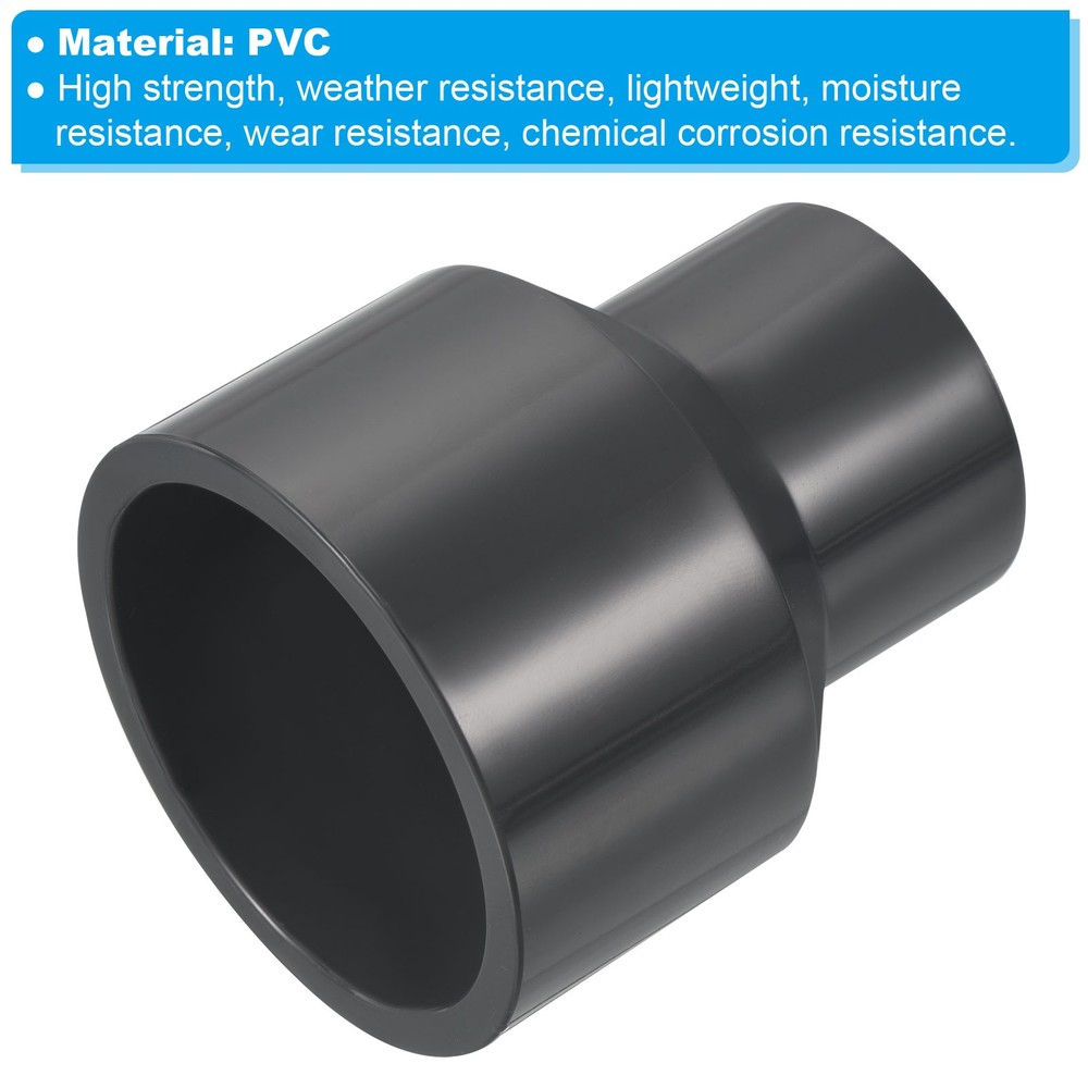 2pcs PVC Reducer Pipe Fitting 2x1.3" Socket Coupling Adapter Connector, Grey