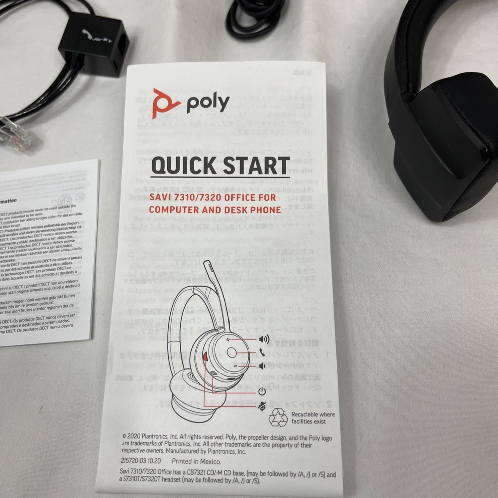 Poly Savi 7310 Office Wireless Mono Headset Black OPEN BOX
