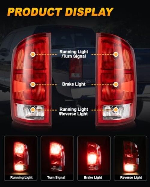 Tail Light Assembly Compatible with 2002-2006 Dodge Ram 1500 2003 Left & Right