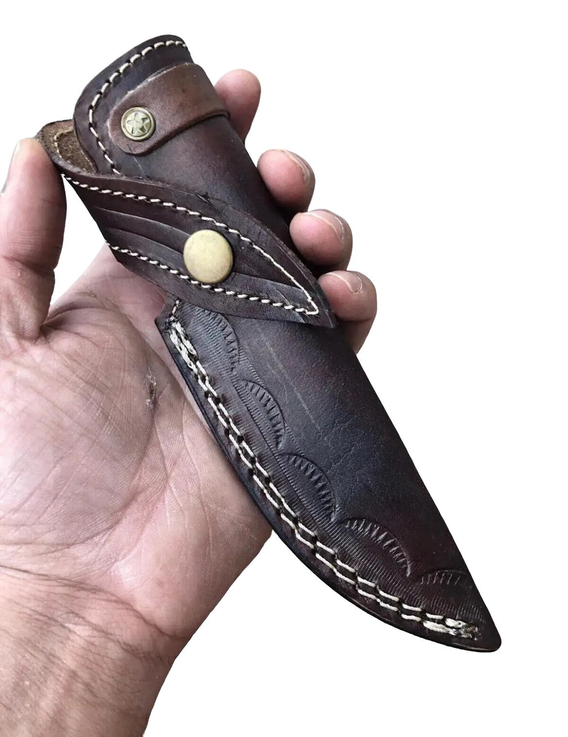 Leather Hand Crafted Fixed Blade Knife Sheath vertical carry Outdoor Hunting