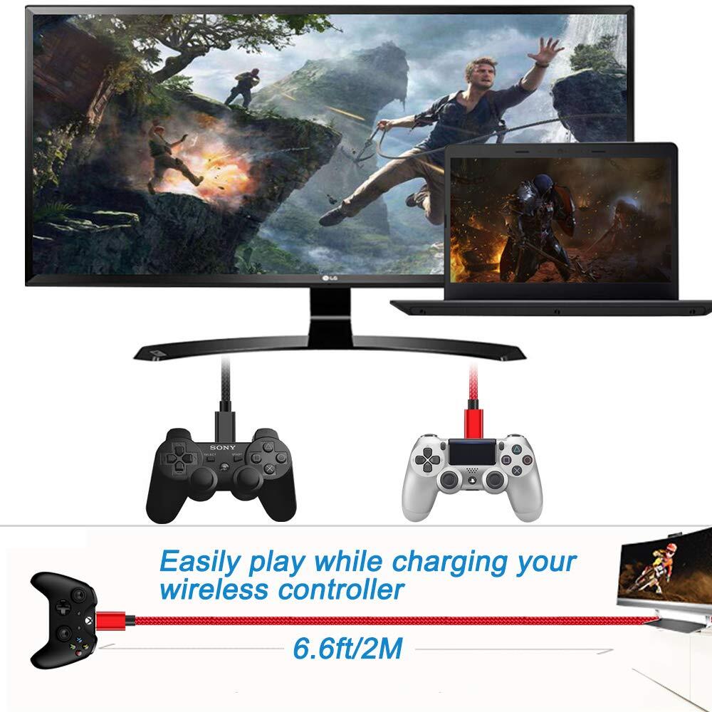 2Pcs 6Ft PS4 Controller Charger Cable for Xbox One Controller Cable,Playstation4
